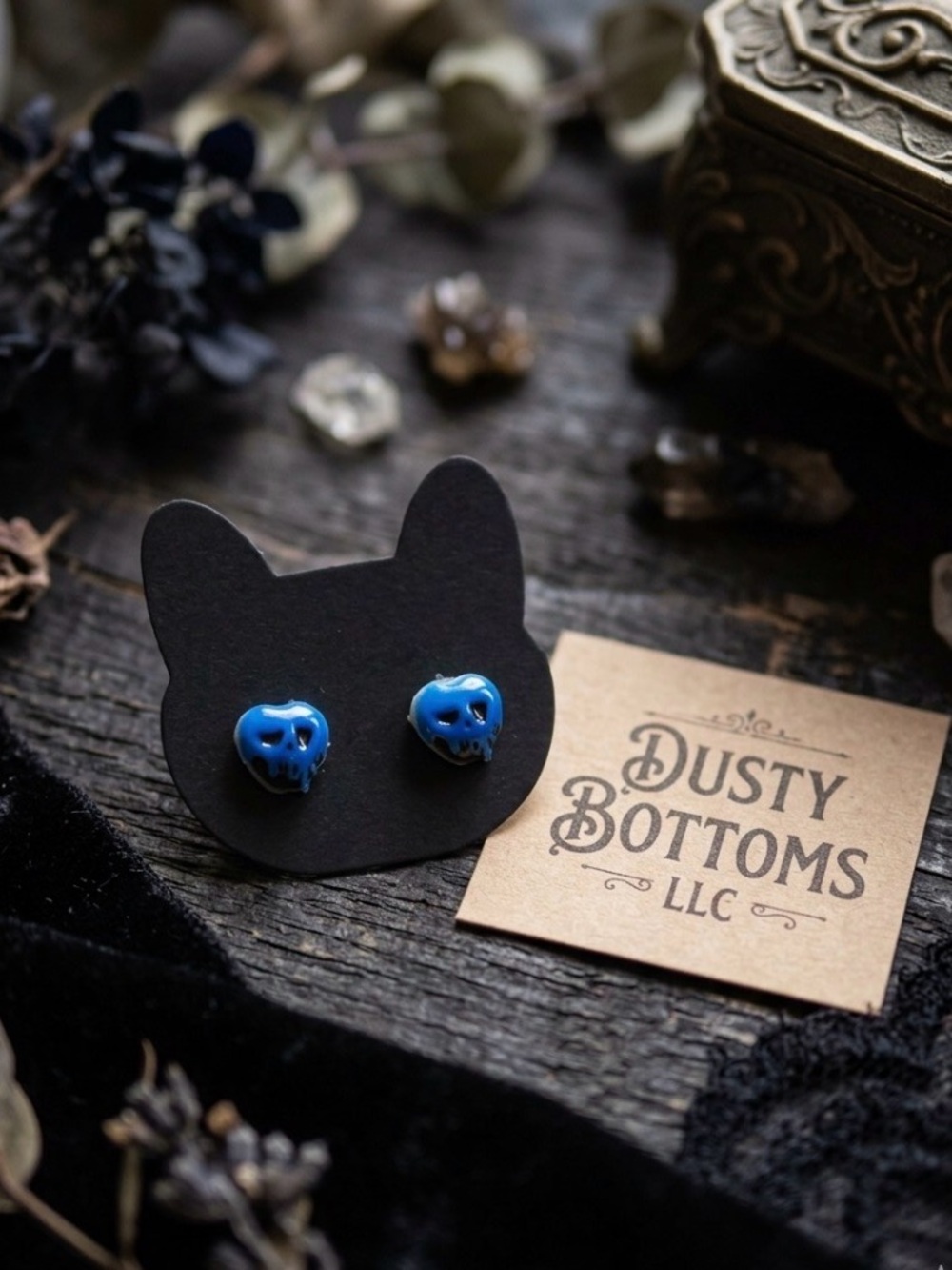 Small Blue poison apple Stud Earrings -